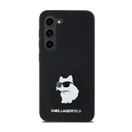 Karl Lagerfeld silikonas Choupette Metal Pin – dėklas, skirtas „Samsung Galaxy A35 5G“ (juoda)