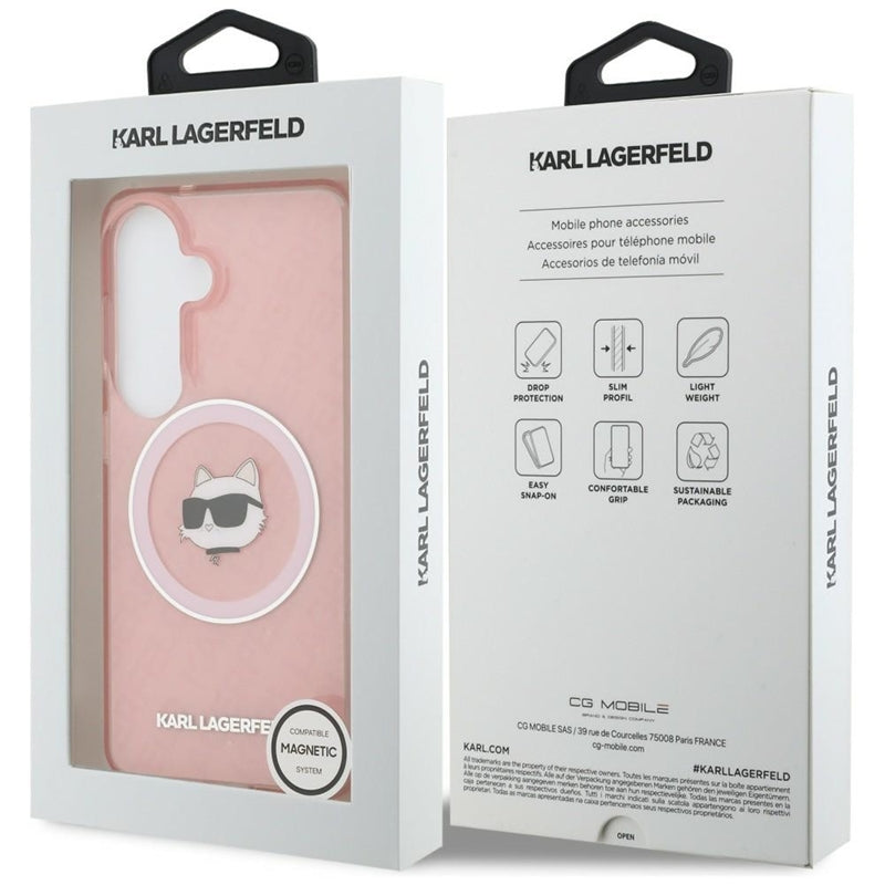 Karl Lagerfeld IML Kartų Choupette MagSafe dėklas - Samsung Galaxy S26 dėklas (Raudonas)