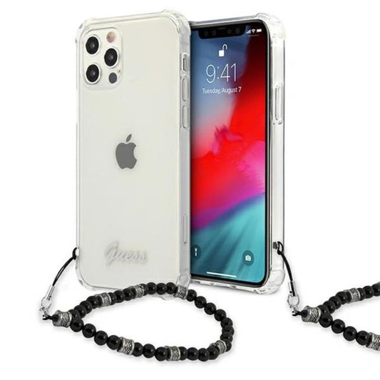 Guess Black Pearl dirželis – dėklas iPhone 12 / iPhone 12 Pro (skaidrus)