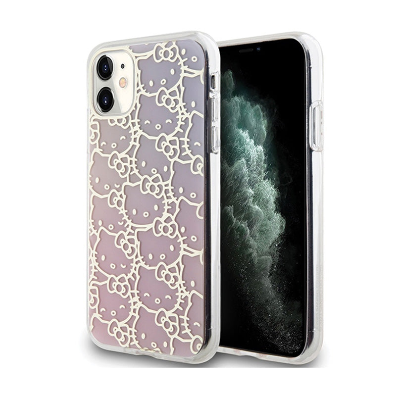 „Hello Kitty“ IML gradiento galvanizuotas „Crowded Kitty Head“ dėklas – „iPhone 11“ (rožinis)