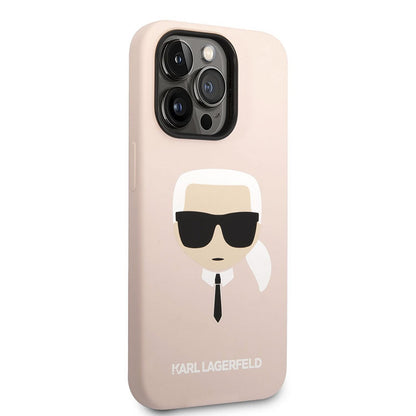 Karl Lagerfeld Silicone Ikonik Karl's Head MagSafe – dėklas, skirtas iPhone 14 Pro (rožinis)