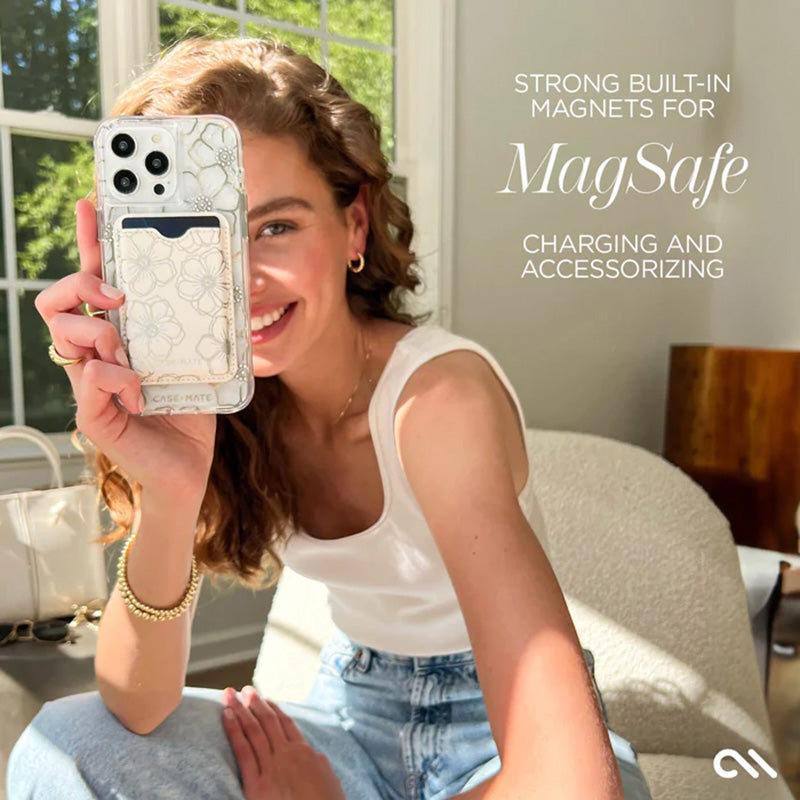 Case-Mate Floral Gems MagSafe - iPhone 15 Pro Max dėklas (aukso spalvos)