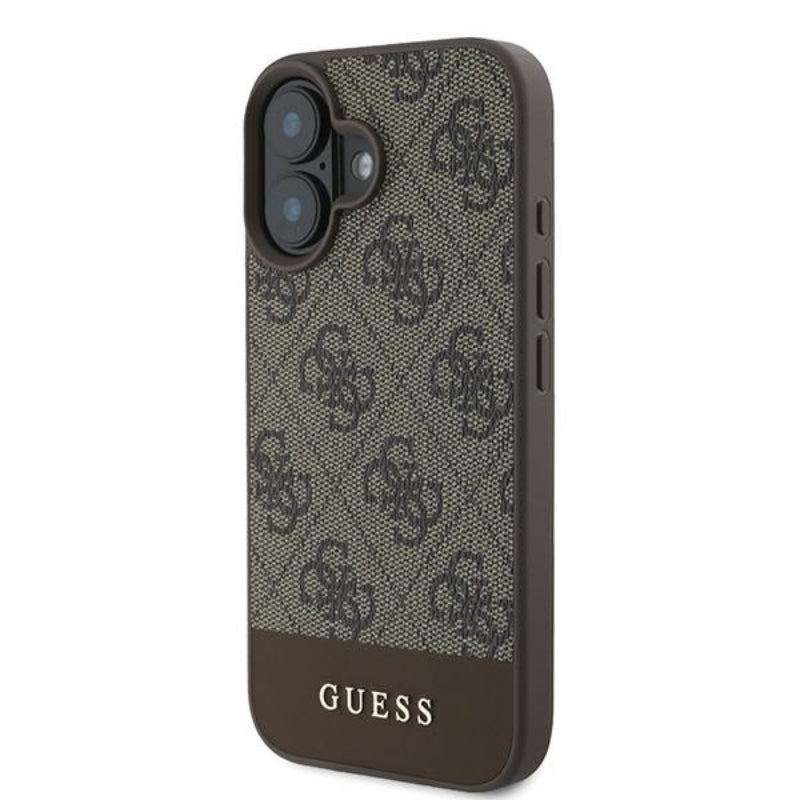 Guess 4G Bottom Stripe - Dėklas skirtas iPhone 16 Plus (ruda)