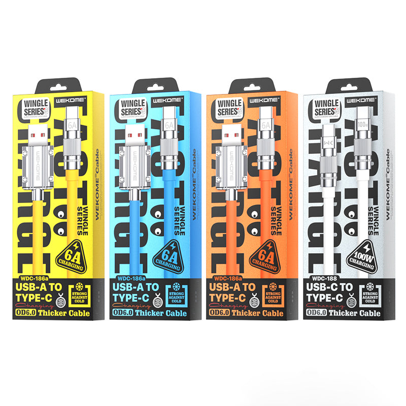 WEKOME WDC-186 Wingle Series - USB-A to USB-C greito įkrovimo kabelis 1 m (oranžinis)