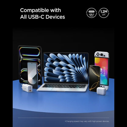 Spigen EB24012CC Essential - USB-C į USB-C PD Kabelis 240W 1.2m (Baltas)