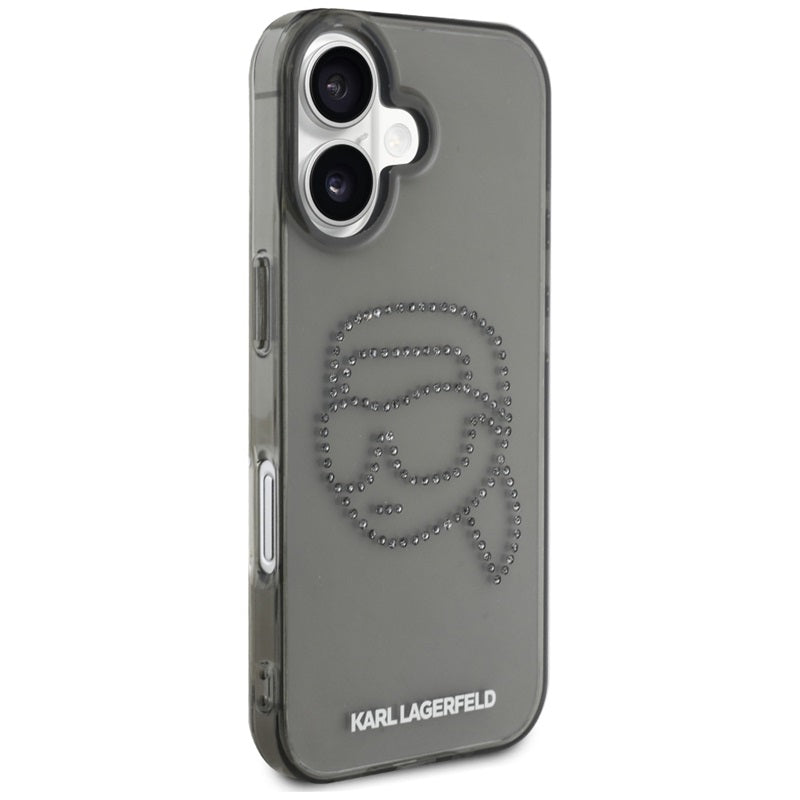 Karl Lagerfeld IML Rhinestones Karl Head – dėklas, skirtas „iPhone 16“ (juodas)