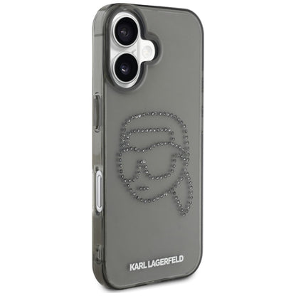 Karl Lagerfeld IML Rhinestones Karl Head – dėklas, skirtas „iPhone 16“ (juodas)