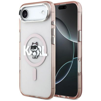 Dėklas iPhone Air (rožinis) su Karl Lagerfeld IML Choupette pieštuku ir MagSafe logotipu