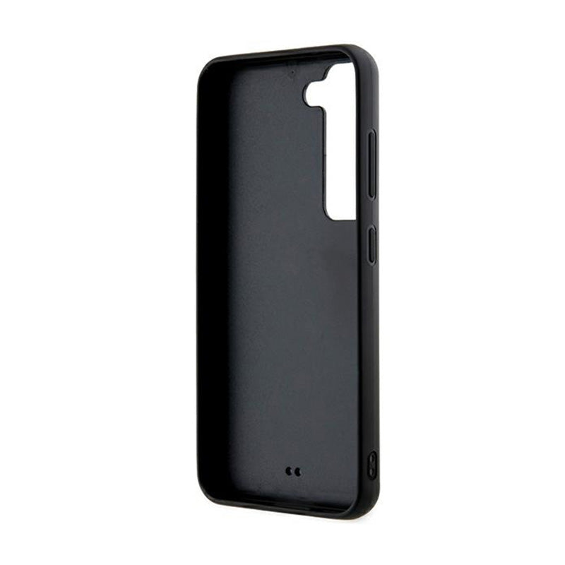 Karl Lagerfeld 3D guminis logotipas su blizgučiais – Samsung Galaxy S23 dėklas (juodas)