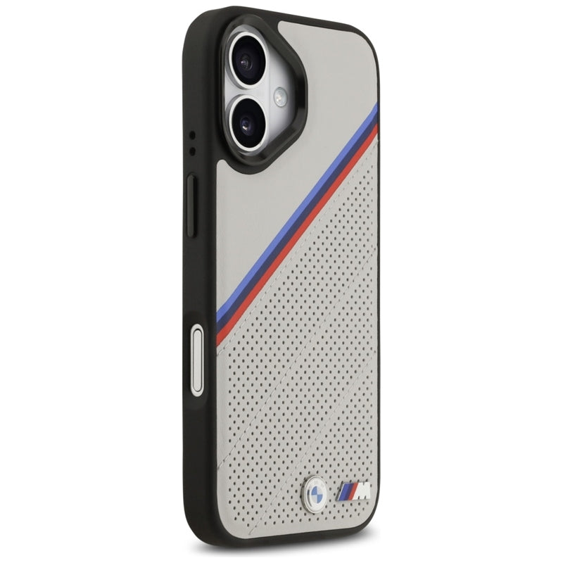 BMW M Tricolor Metal Logo MagSafe - iPhone 17 dėklas (Pilka)
