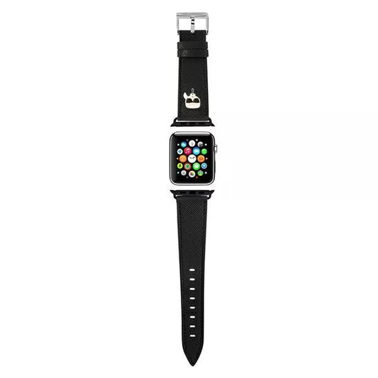 Karl Lagerfeld Saffiano Karl Head – laikrodžio apyrankė, skirta „Apple Watch“ 42/44/45 mm (juoda)