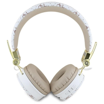 Guess 4G Triangle Round Shape - Belaidės „Over-Ear“ „Bluetooth ENC“ ausinės (baltos)