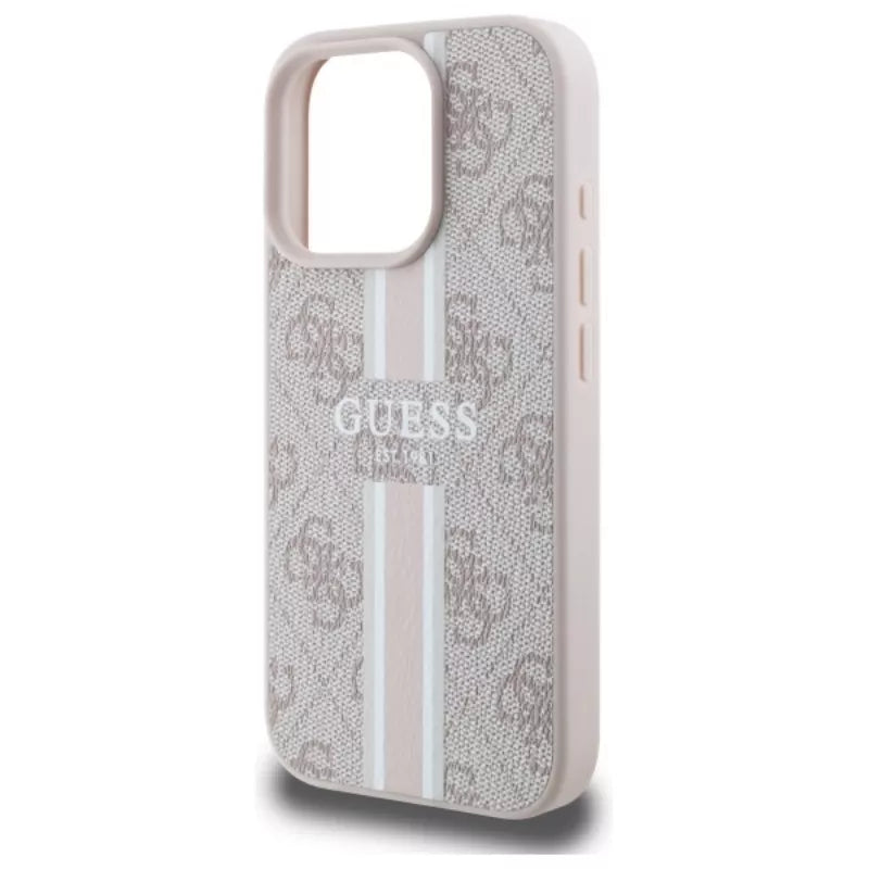 Guess 4G Printed Stripes MagSafe – dėklas iPhone 16 Pro Max (rožinis)