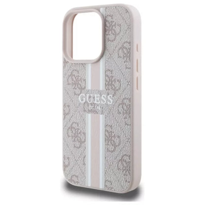 Guess 4G Printed Stripes MagSafe – dėklas iPhone 16 Pro Max (rožinis)
