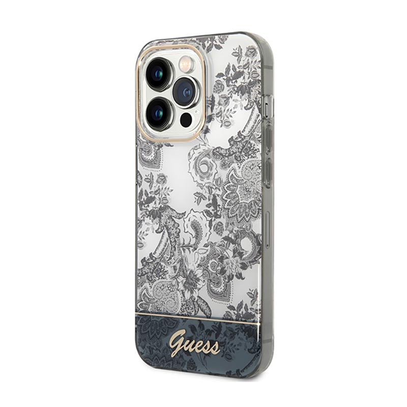 Guess Porcelain Collection - dėklas iPhone 14 Pro Max (pilkas)