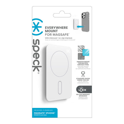 Speck Everywhere Mount + ClickLock – magnetinis MagSafe laikiklis (baltas)