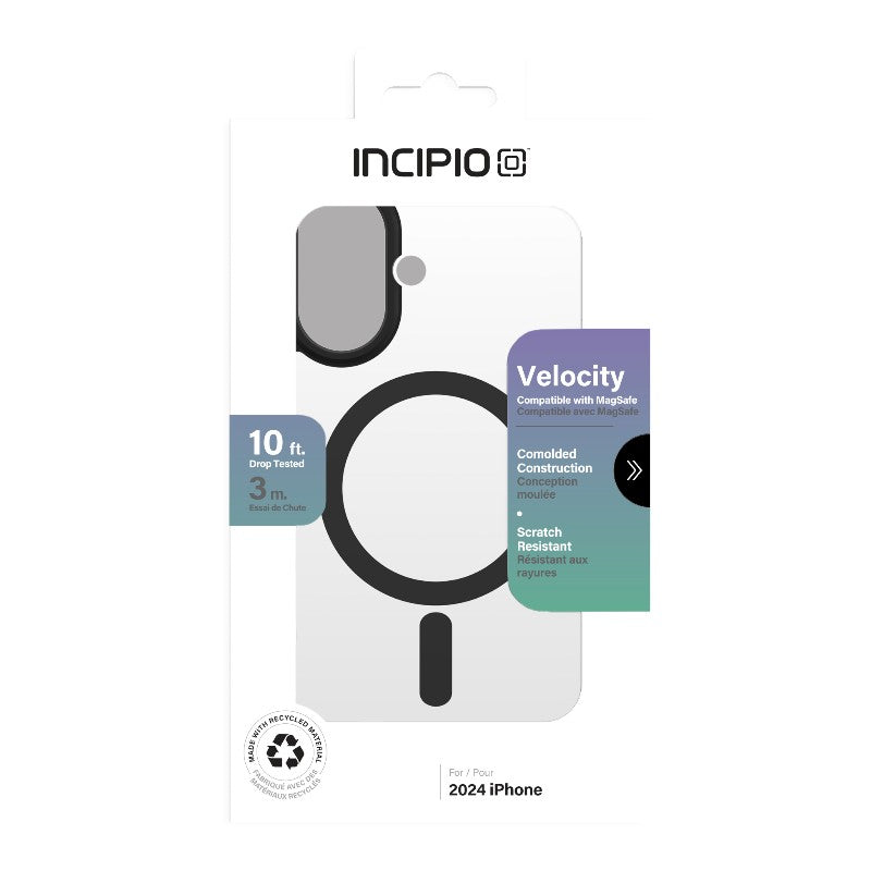 Incipio Velocity MagSafe – dėklas, skirtas „iPhone 16“ (skaidrus / juodas)