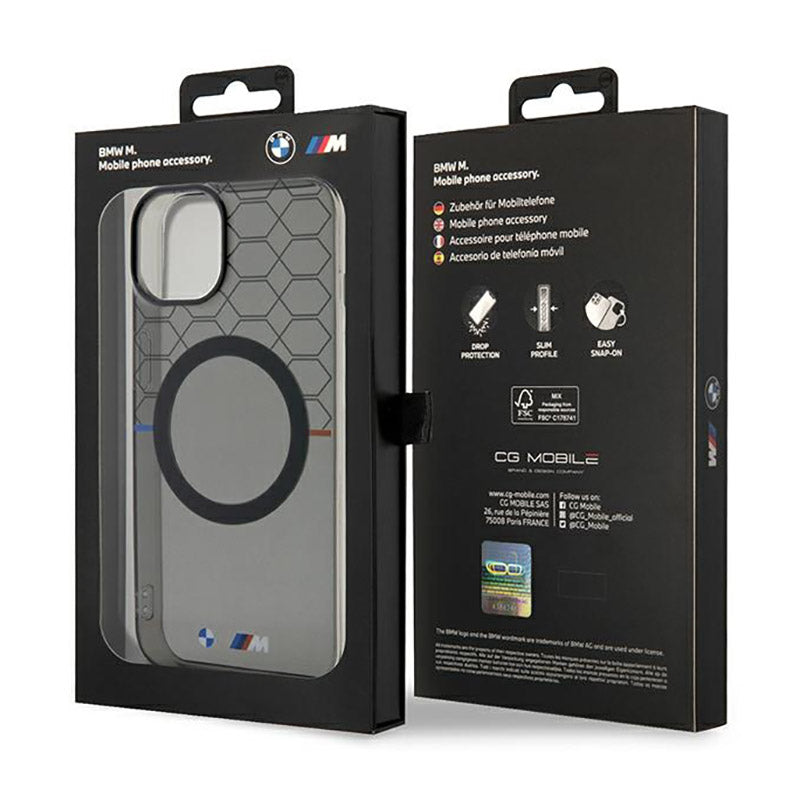 BMW Pattern MagSafe – dėklas, skirtas iPhone 14 Plus (pilkos spalvos)