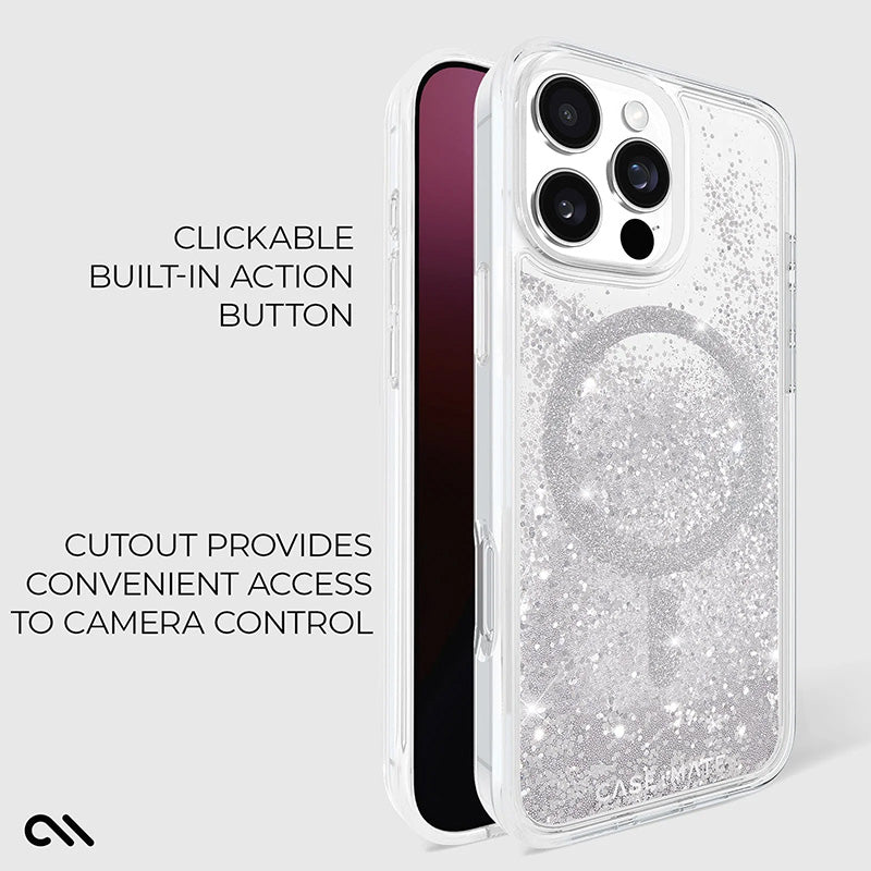 Case-Mate Waterfall MagSafe – Dėklas skirtas iPhone 16 Pro Max (Sidabrinis)