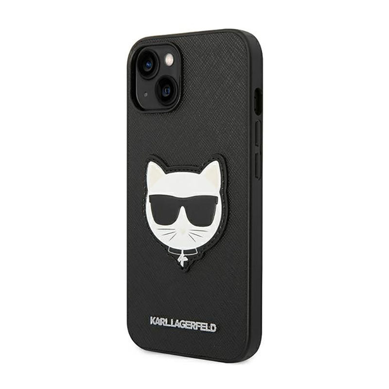 Karl Lagerfeld Saffiano Choupette Head Patch dėklas – dėklas, skirtas iPhone 14 Plus (juodas)