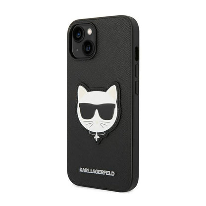 Karl Lagerfeld Saffiano Choupette Head Patch dėklas – dėklas, skirtas iPhone 14 Plus (juodas)