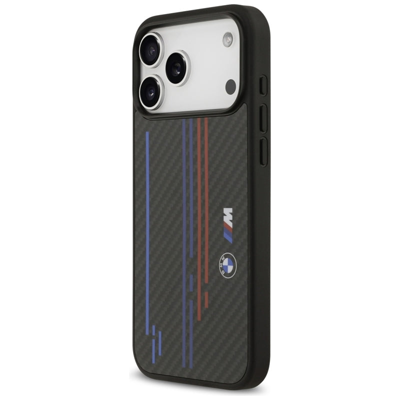 BMW M Kevlar linijos ir logotipas MagSafe - iPhone 17 Pro Max dėklas (Juodas)
