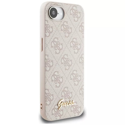 Guess 4G Script Logo MagSafe dėklas, skirtas iPhone 16e (rožinis)