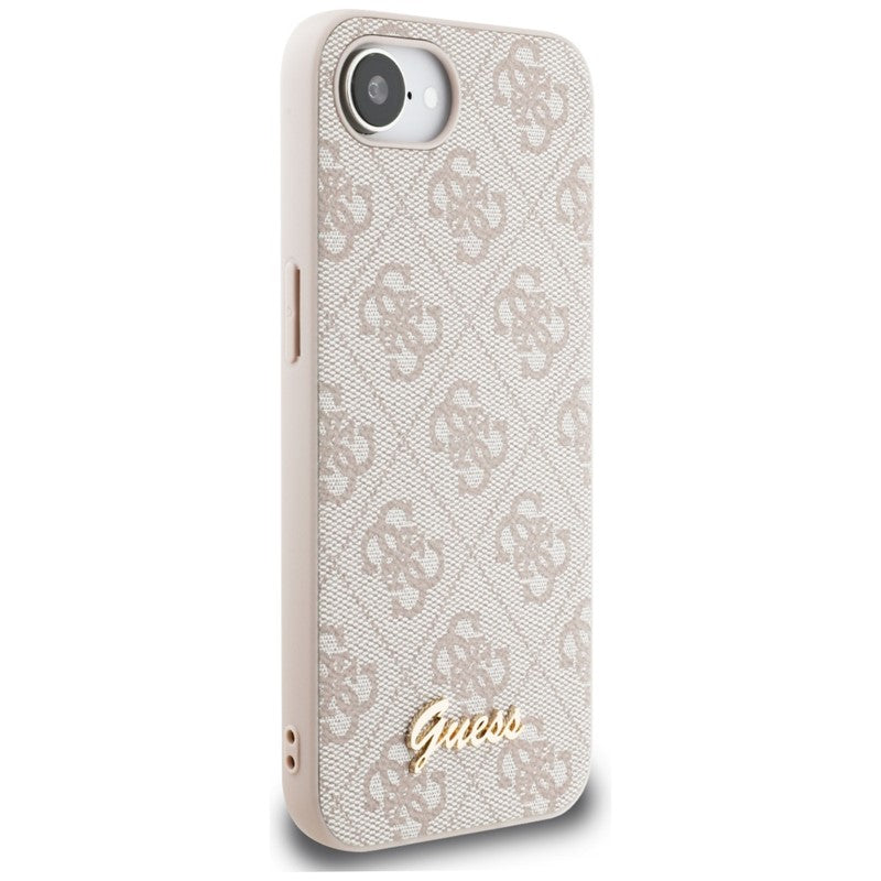 Guess 4G Script Logo MagSafe dėklas, skirtas iPhone 16e (rožinis)