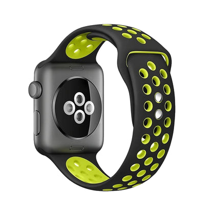 "Crong Duo Sport" - dirželis "Apple Watch" 38/40/41/42 mm (juodas/laimas)