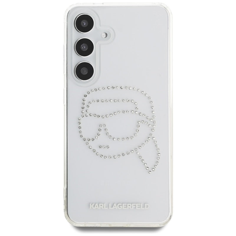 Karl Lagerfeld Rhinestones Karl Head Logo – Dėklas, skirtas Samsung Galaxy S25 (skaidrus)