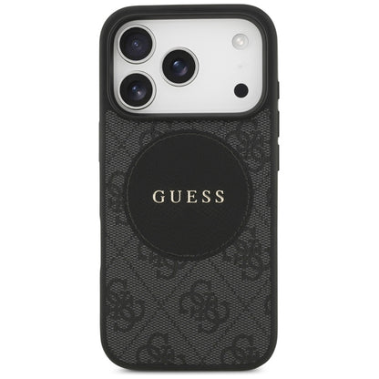 Guess 4G Circle Classic Logo MagSafe dėklas iPhone 17 Pro (juodas)