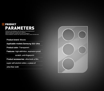 Mocolo Silk Camera Lens Glass - apsauginis stiklas, skirtas Samsung Galaxy S22 Ultra kameros lęšiui