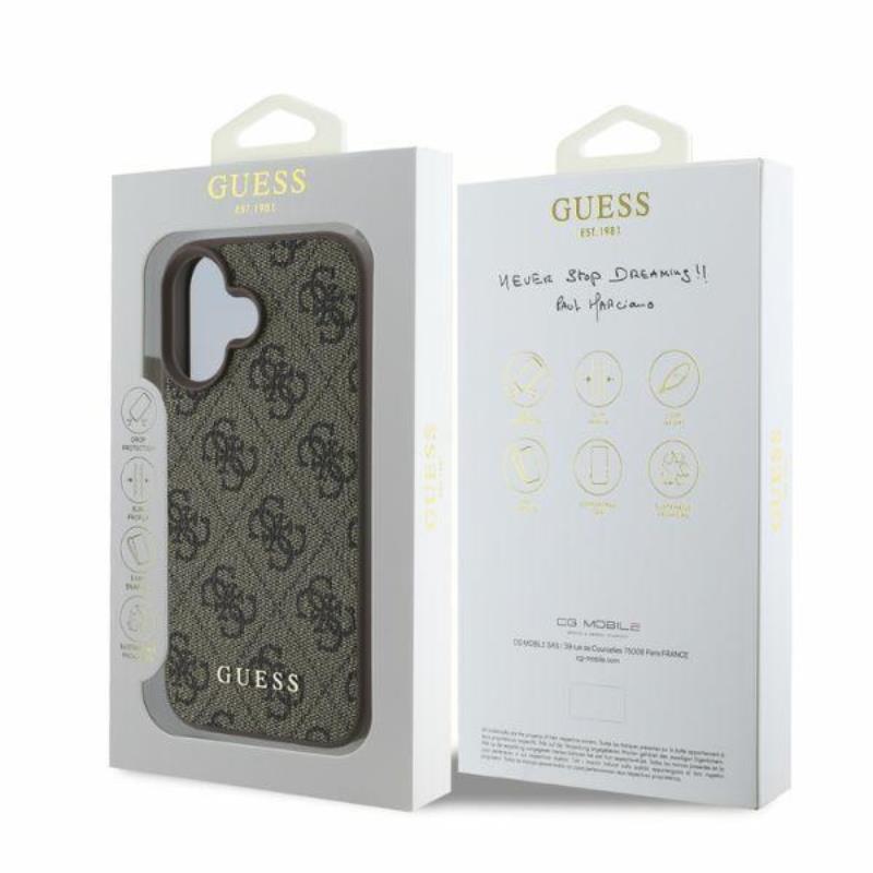 Guess 4G Classic - Dėklas iPhone 16 (rudas)