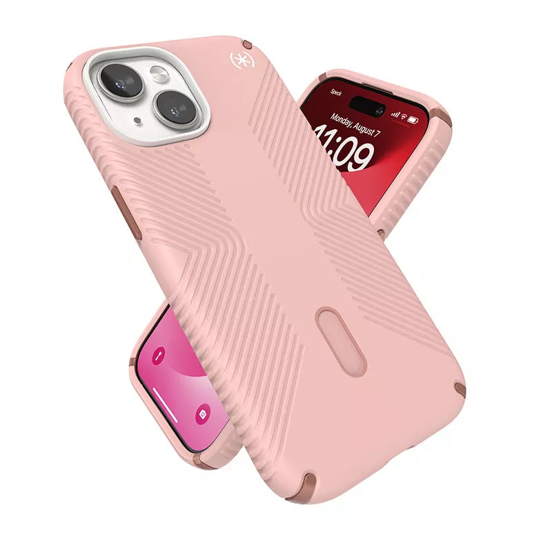 Speck Presidio2 Grip ClickLock & MagSafe – Dėklas, skirtas iPhone 16e / iPhone 15 / iPhone 14 / iPhone 13 (Dahlia Pink/Rose Copper)