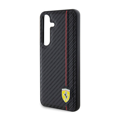 Ferrari Carbon Printed Line – dėklas, skirtas „Samsung Galaxy S24“ (juodas)