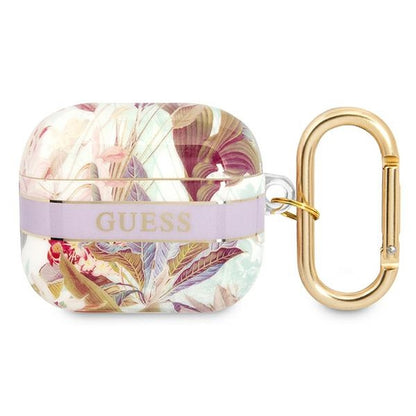 Guess Flower Strap – Apsauginis dėklas Airpods 3 (Violetinis)