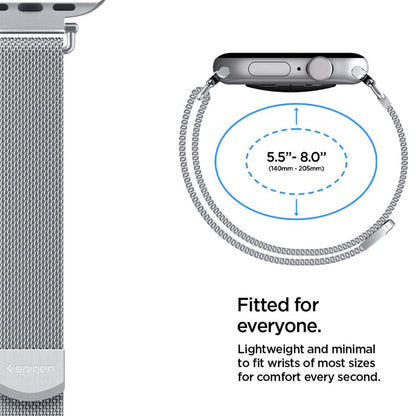 Spigen WBM4 - Nerūdijančio plieno apyrankė, skirta Apple Watch 40/41/42 mm (Sidabrinė)