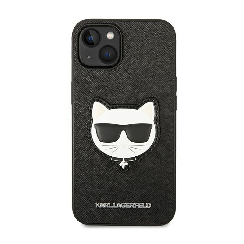 Karl Lagerfeld Saffiano Choupette Head Patch dėklas – dėklas, skirtas iPhone 14 Plus (juodas)