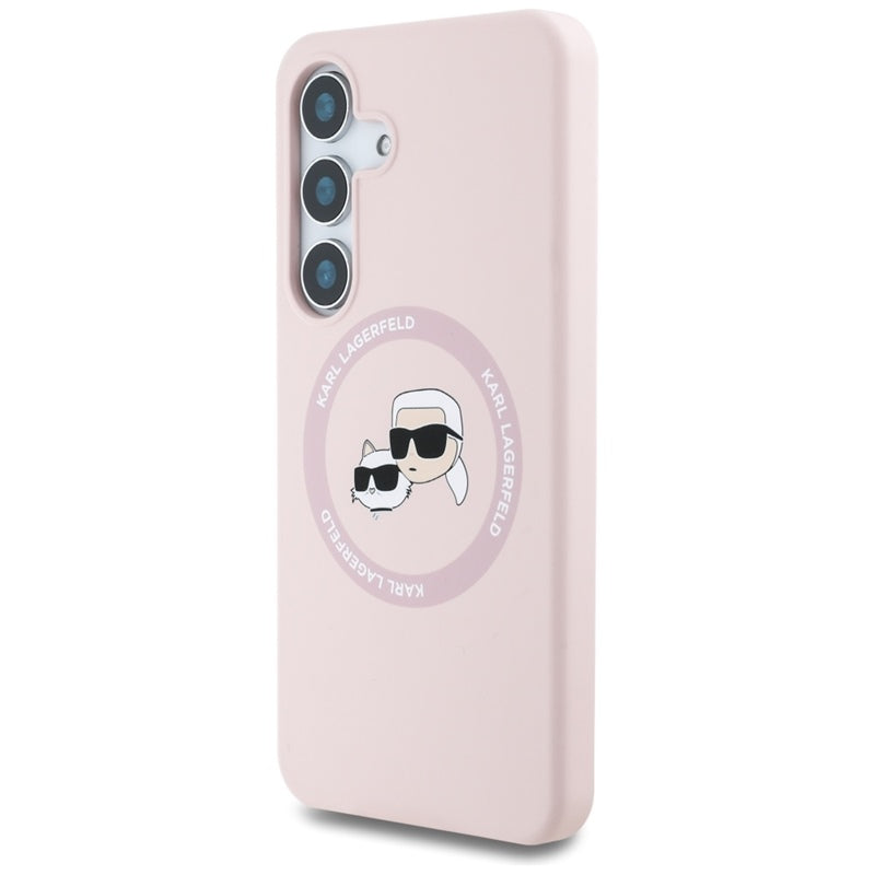 Karl Lagerfeld Silicone Double Heads And Circle MagSafe – dėklas Samsung Galaxy S25+ (rožinis)