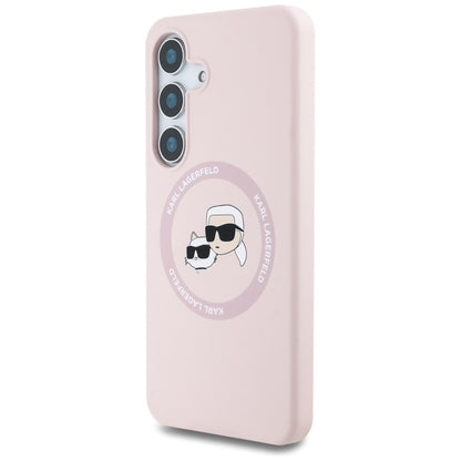 Karl Lagerfeld Silicone Double Heads And Circle MagSafe – dėklas Samsung Galaxy S25+ (rožinis)