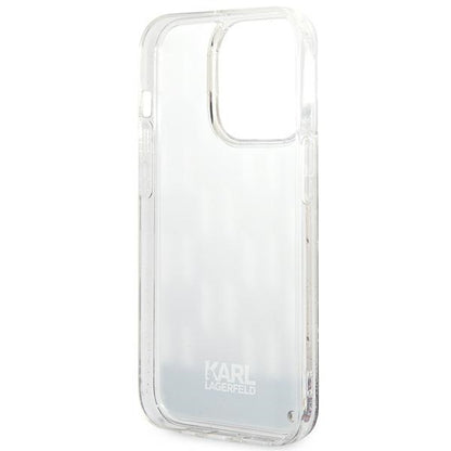 Karl Lagerfeld Monogram Liquid Glitter – dėklas, skirtas iPhone 14 Pro (sidabrinis)