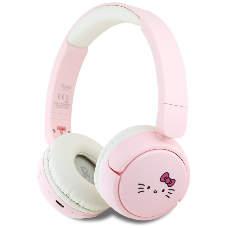 „Hello Kitty“ veido logotipas – belaidės „Over-Ear“ „Bluetooth V5.3“ ausinės (rožinės)