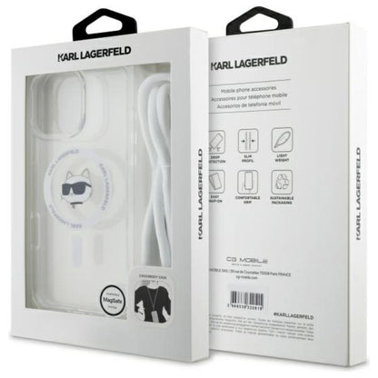 Karl Lagerfeld IML Choupette Head & Cord MagSafe - Dėklas, skirtas iPhone 16 Pro Max (skaidrus)