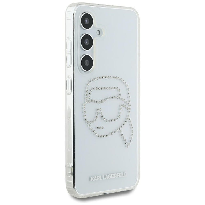 Karl Lagerfeld Rhinestones Karl Head Logo – Dėklas, skirtas Samsung Galaxy S25 (skaidrus)