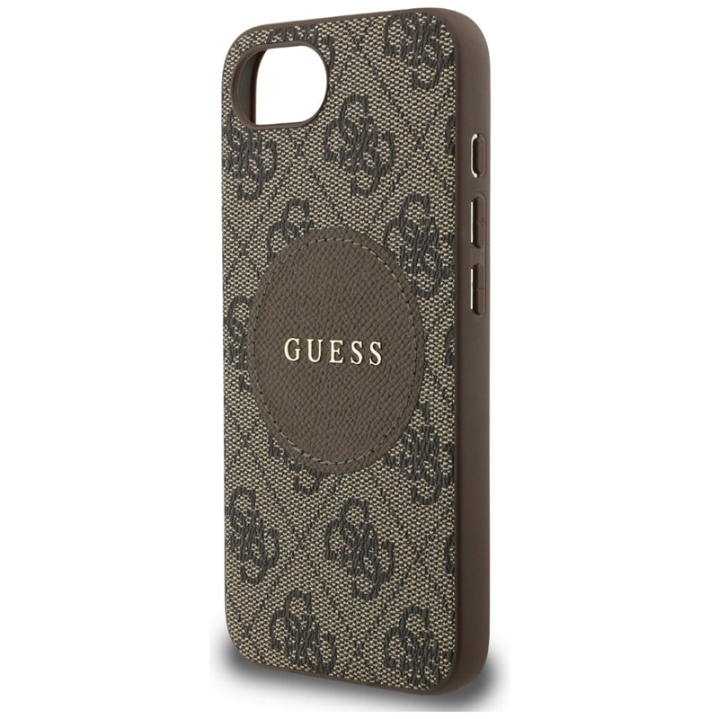 Guess 4G Circle Classic Logo MagSafe - dėklas skirtas iPhone 16e (rudas)