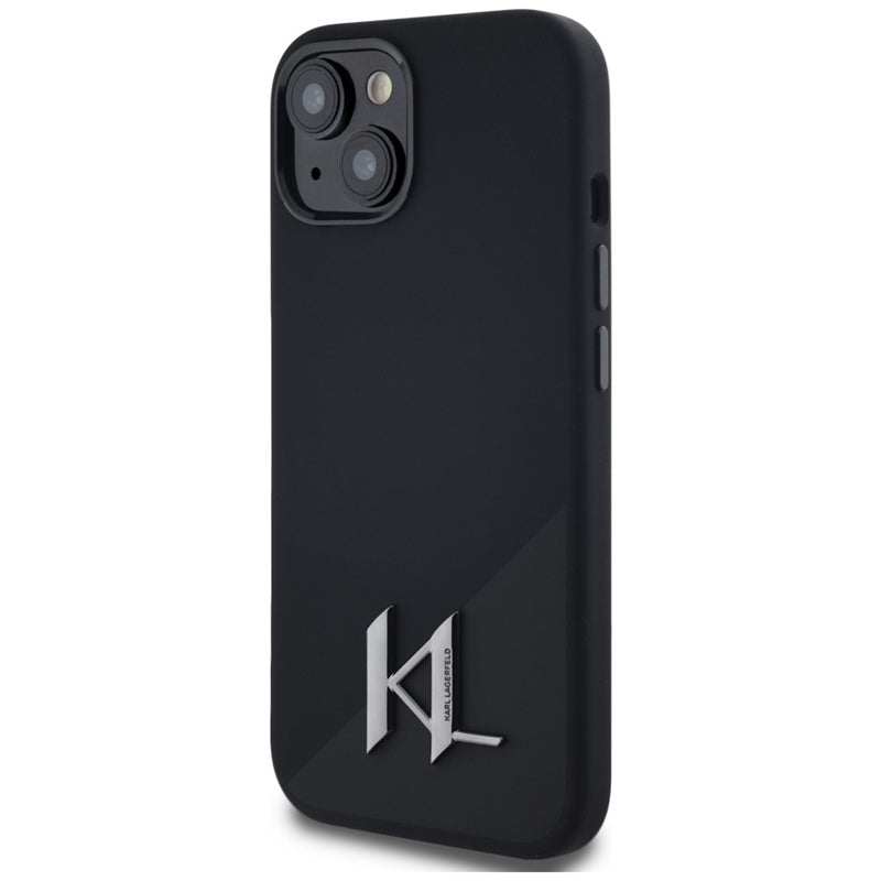 Karl Lagerfeld silikoninis "Shadow Metal Initial MagSafe" - dėklas iPhone 15 (juodas)