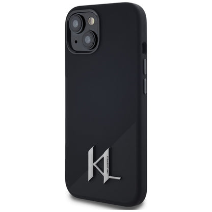 Karl Lagerfeld silikoninis "Shadow Metal Initial MagSafe" - dėklas iPhone 15 (juodas)