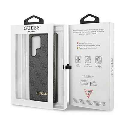 Guess 4G Metal Logo – dėklas, skirtas Samsung Galaxy S23 Ultra (pilkas)