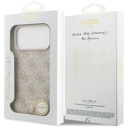 Guess Odinio 4G Triangle Strass dėklas iPhone 17 Pro Max (rožinis)