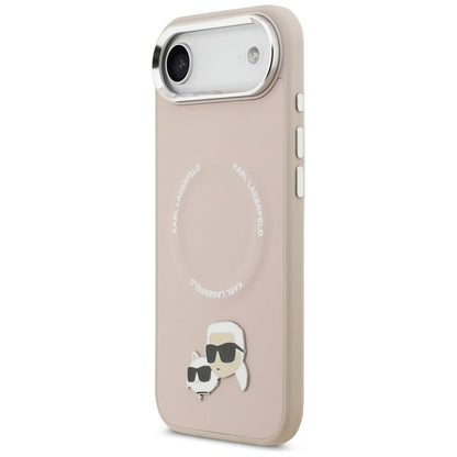 Karl Lagerfeld Dėklas iPhone Air su Karl & Choupette sagėmis, MagSafe (rožinis)